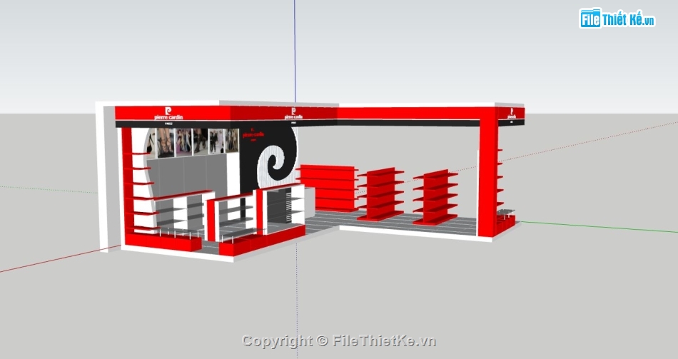 File su showroom 7x7m,Model su showroom Pierre,Sketchup showroom Pierre,File sketchup showroom